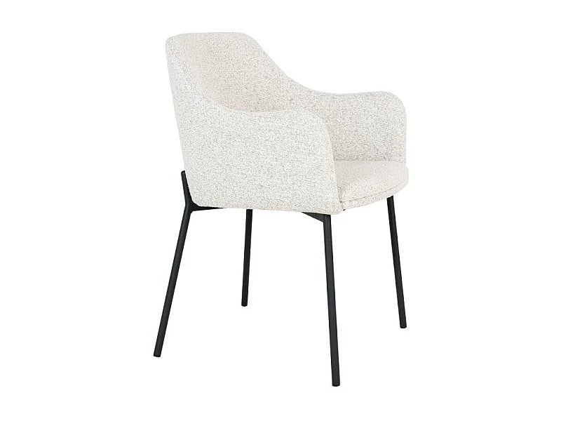 Melilla - Lot de 2 fauteuils de table en tissu bouclette et métal - Écru