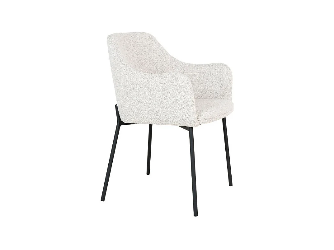 Melilla - Lot de 2 fauteuils de table en tissu bouclette et métal - Écru