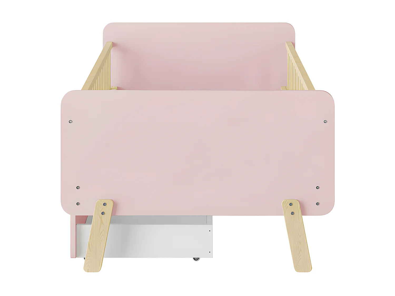 Cama infantil 90x190cm con 2 cajones - cama individual de madera maciza con somier - Rosa