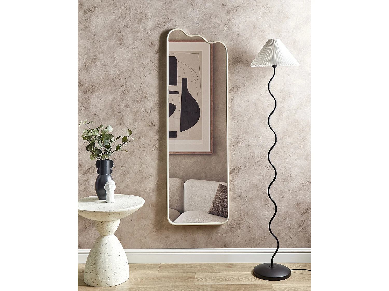 Espelho ABZAC 45 cm 145 cm Metal Branco creme