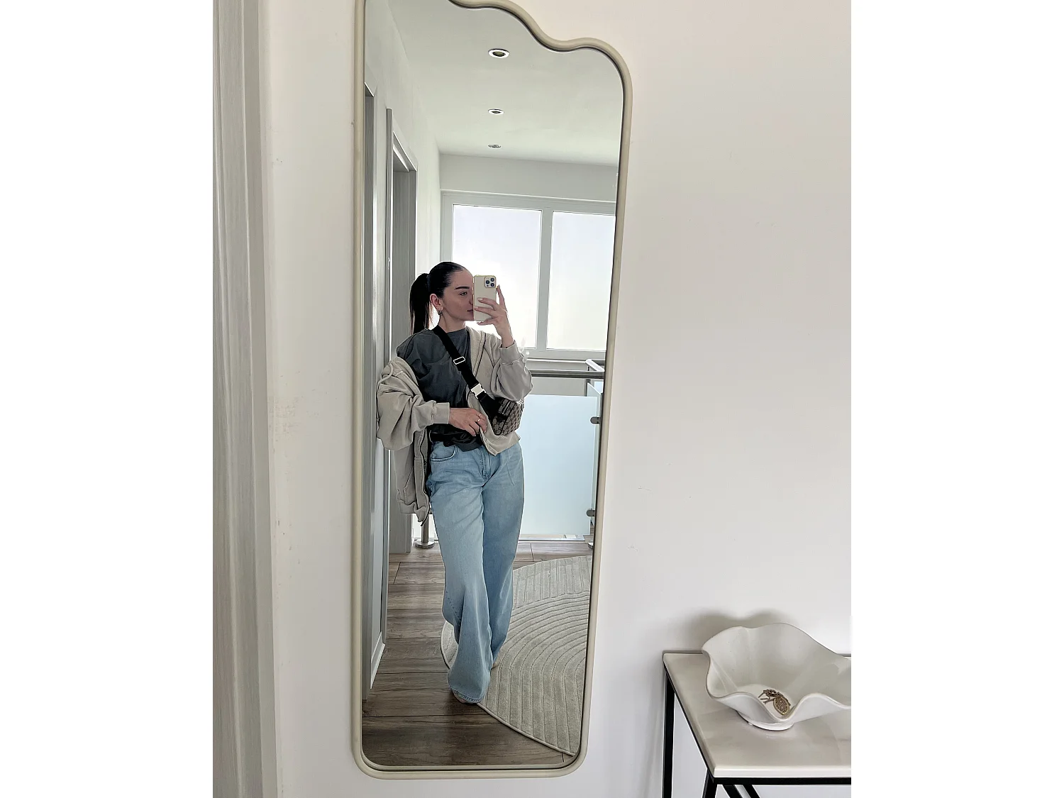 Miroir ABZAC 45 cm 145 cm Métal Blanc cassé