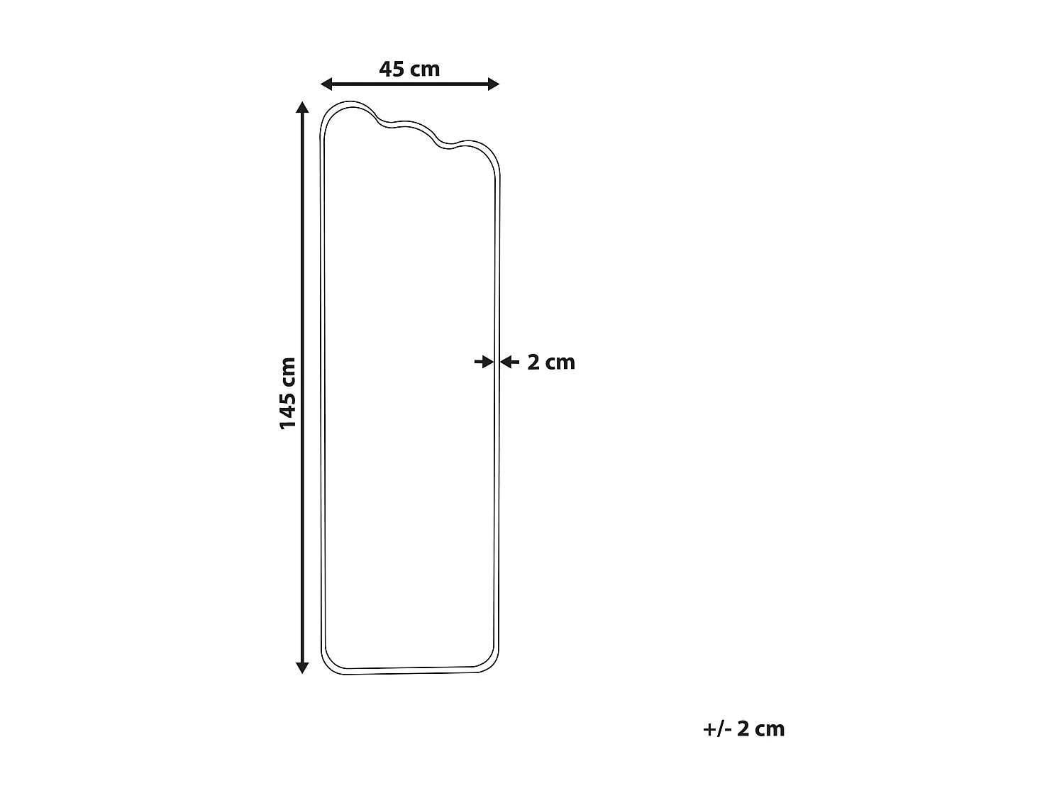 Espelho ABZAC 45 cm 145 cm Metal Branco creme
