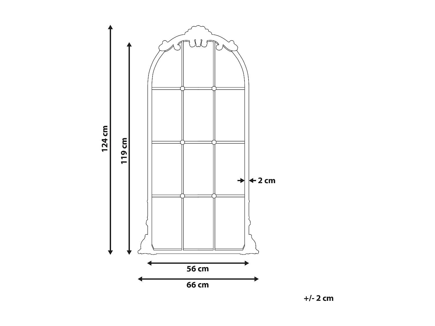 Miroir NOIDAN 66 cm 124 cm Métal Doré