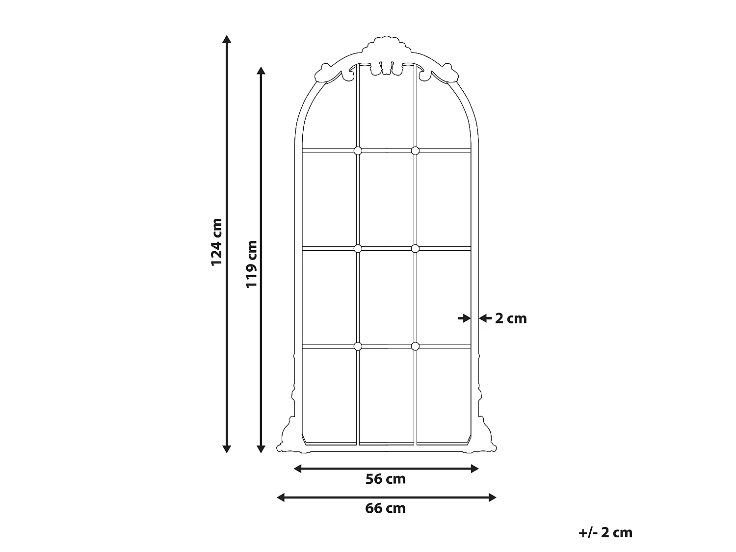 Miroir NOIDAN 66 cm 124 cm Métal Doré