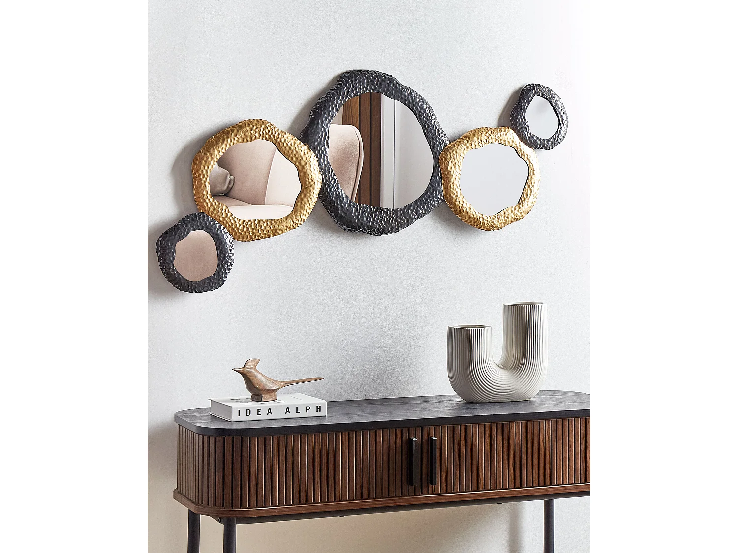 Lustro ścienne CHARNY 109 cm 44 cm Metal Czarny/ złoty