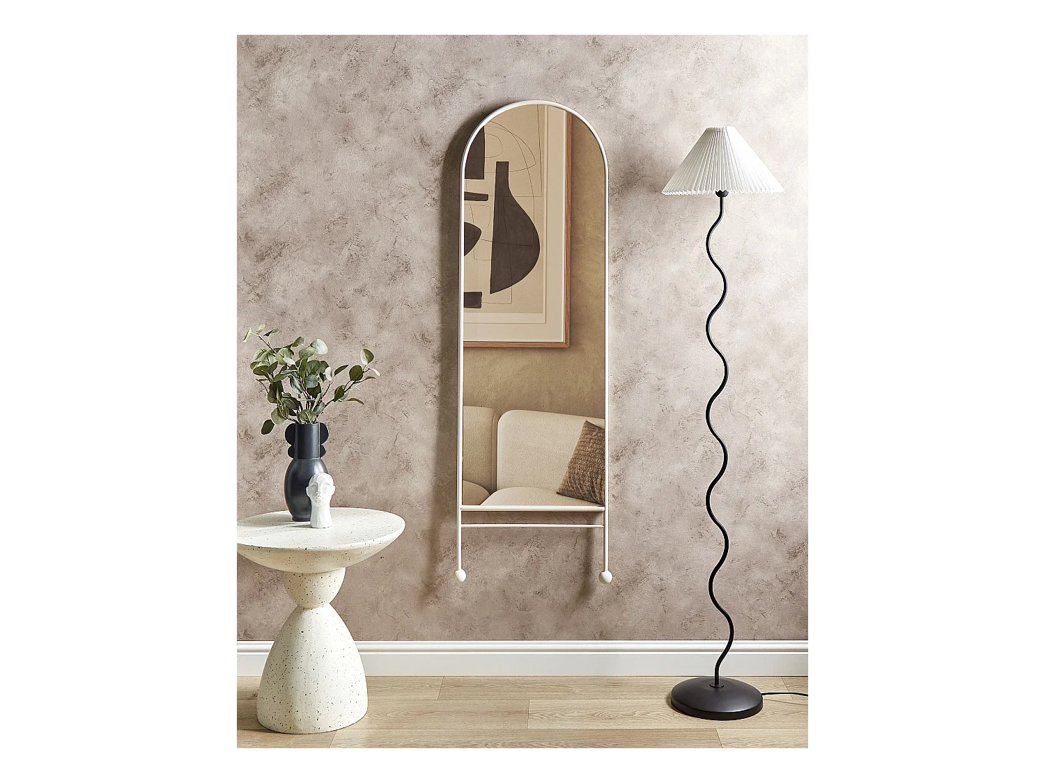 Wandspiegel JARNAGES 45 cm 145 cm Metaal Wit