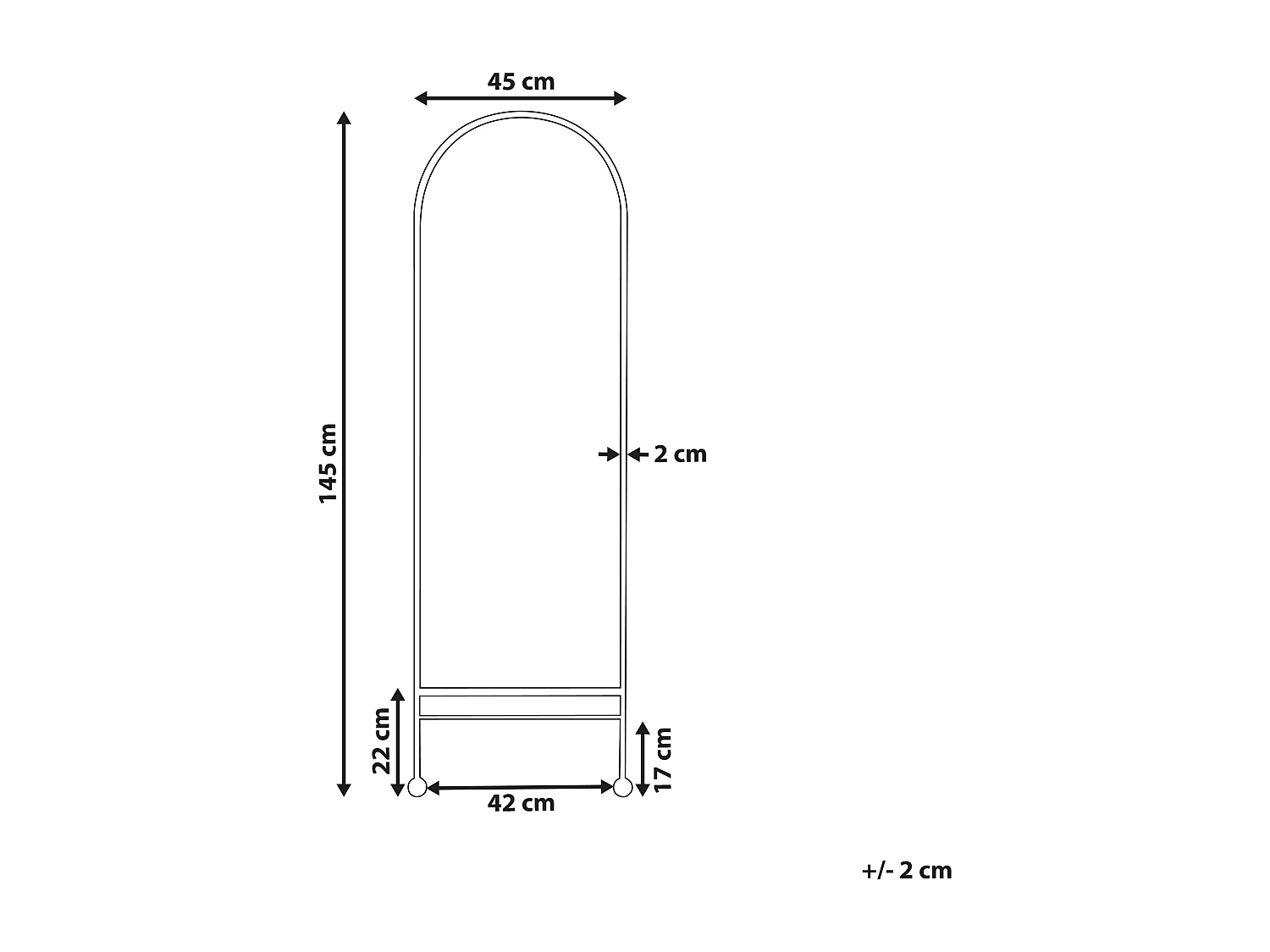 Wandspiegel JARNAGES 45 cm 145 cm Metaal Wit