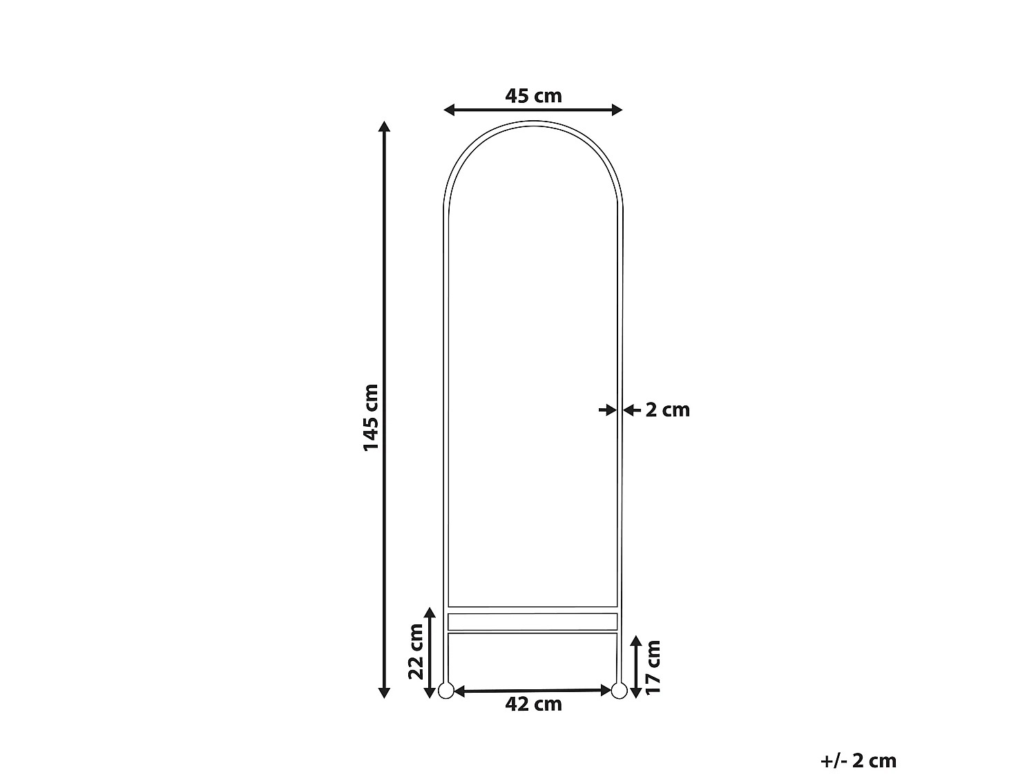 Wandspiegel JARNAGES 45 cm 145 cm Metall Weiss