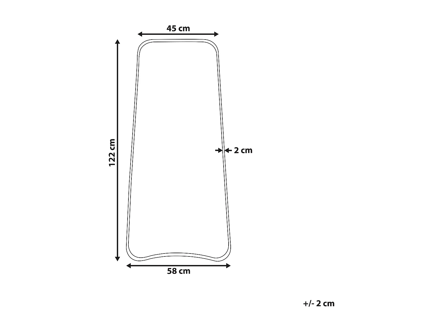 Miroir LEVET 58 cm 122 cm Métal Doré