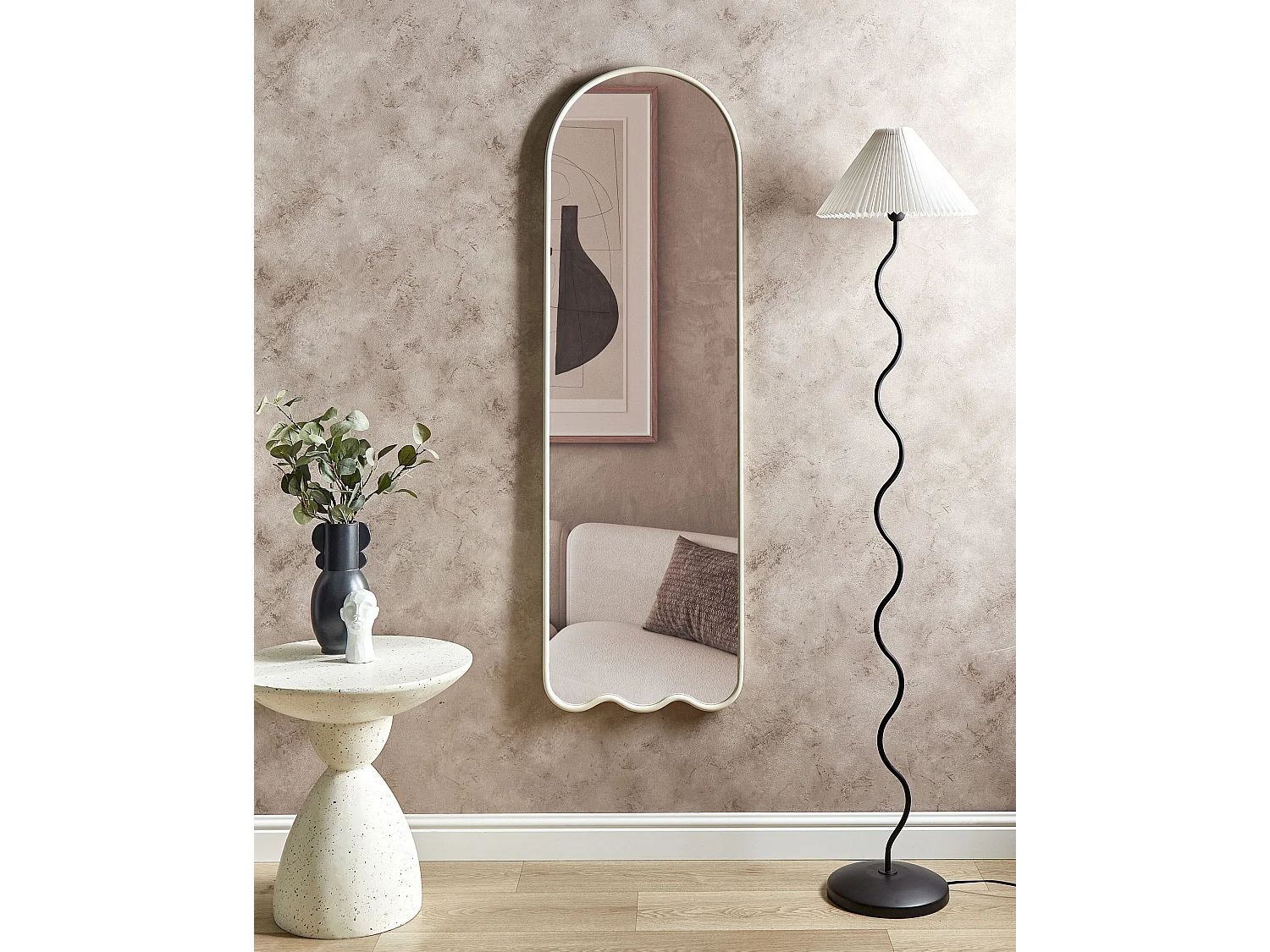 Specchio BUSSY 45 cm 145 cm Metallo Bianco sporco