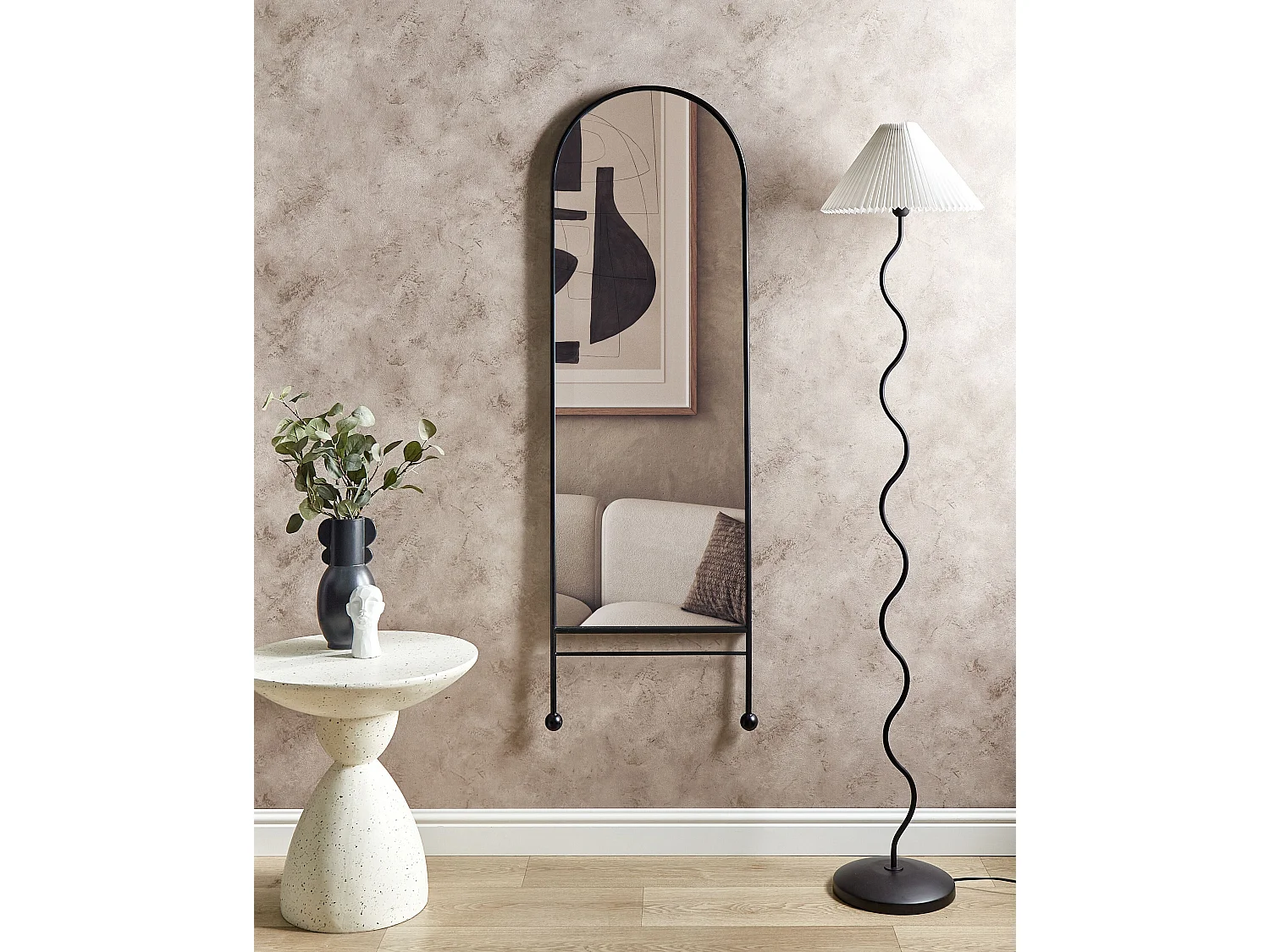 Wandspiegel JARNAGES 45 cm 145 cm Metall Schwarz