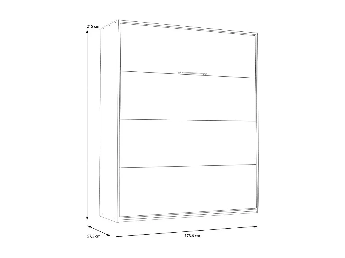 Lit escamotable 160x200 cm décor blanc et chêne poignée métal - CONAN