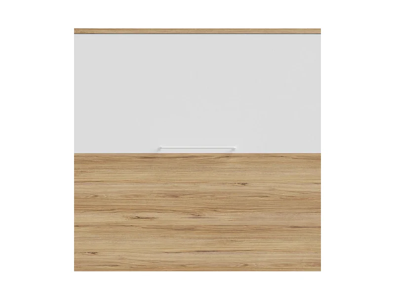 Lit escamotable 140x200 cm décor blanc et chêne poignée métal - CONAN