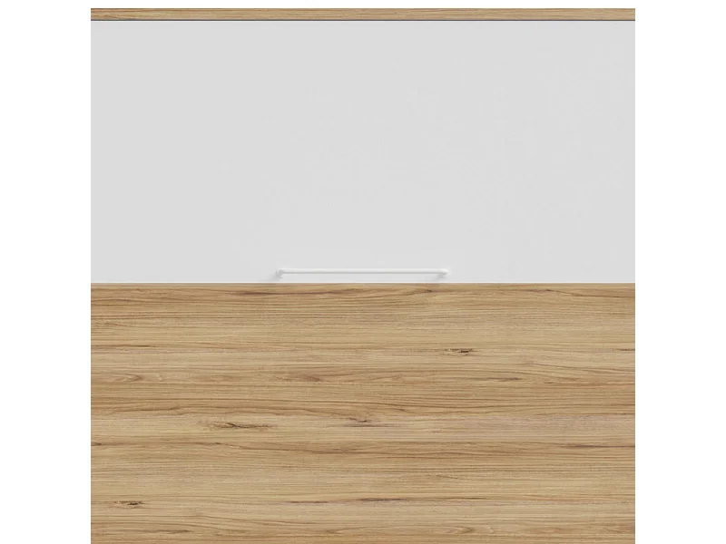 Lit escamotable 140x200 cm décor blanc et chêne poignée métal - CONAN