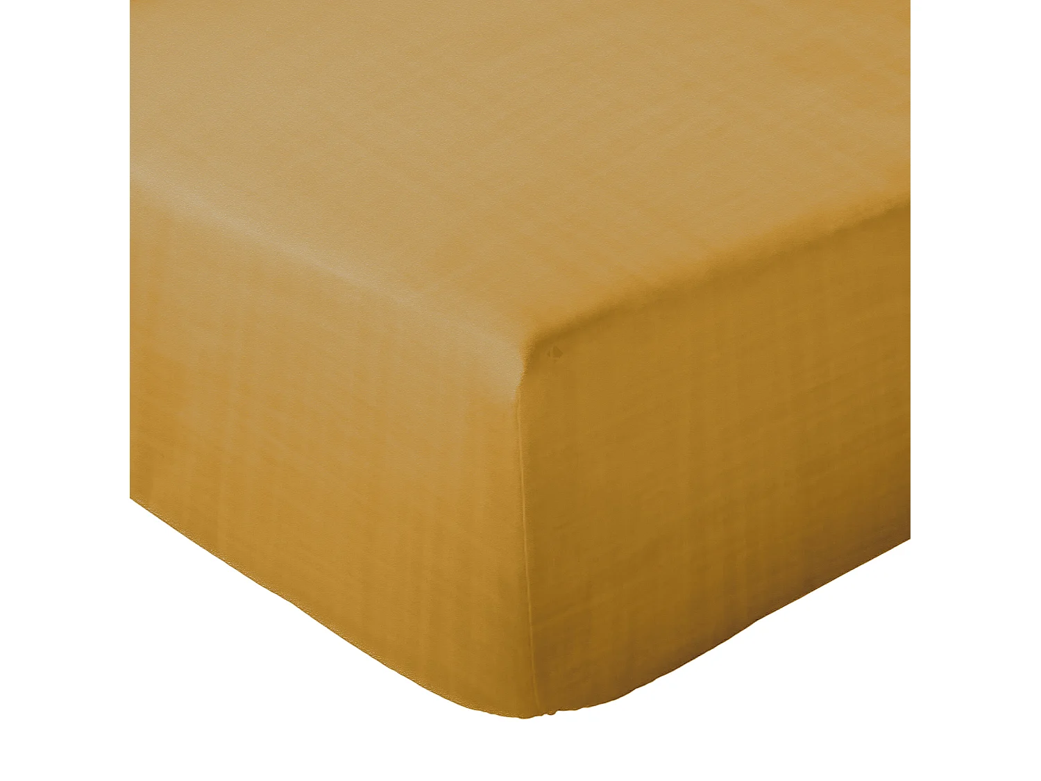 Drap housse MILOS mousseline de coton 140x200 cm bonnet 30 cm uni jaune curry