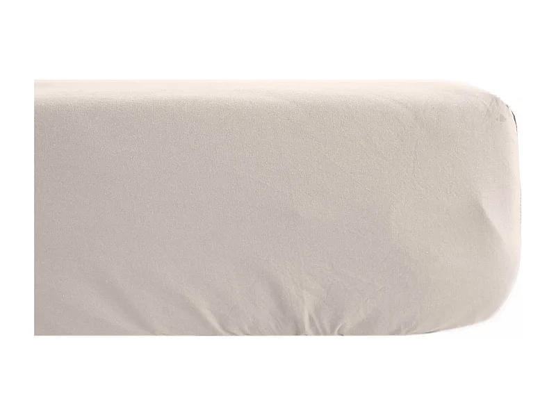 Drap housse PALACE pur coton lavé 160x200 cm bonnet 35 cm uni beige naturel