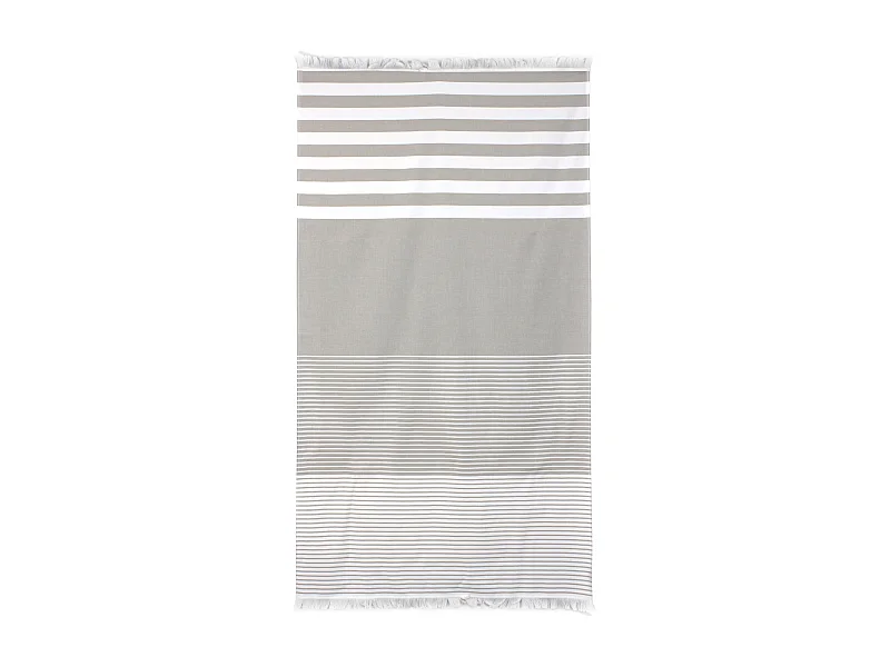 Drap de plage Fouta 100x180 cm coton 290 g/m² VENTSPILS Rayures Beiges