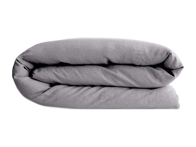 Housse de couette 140x200 cm pur coton lavé PALACE gris acier