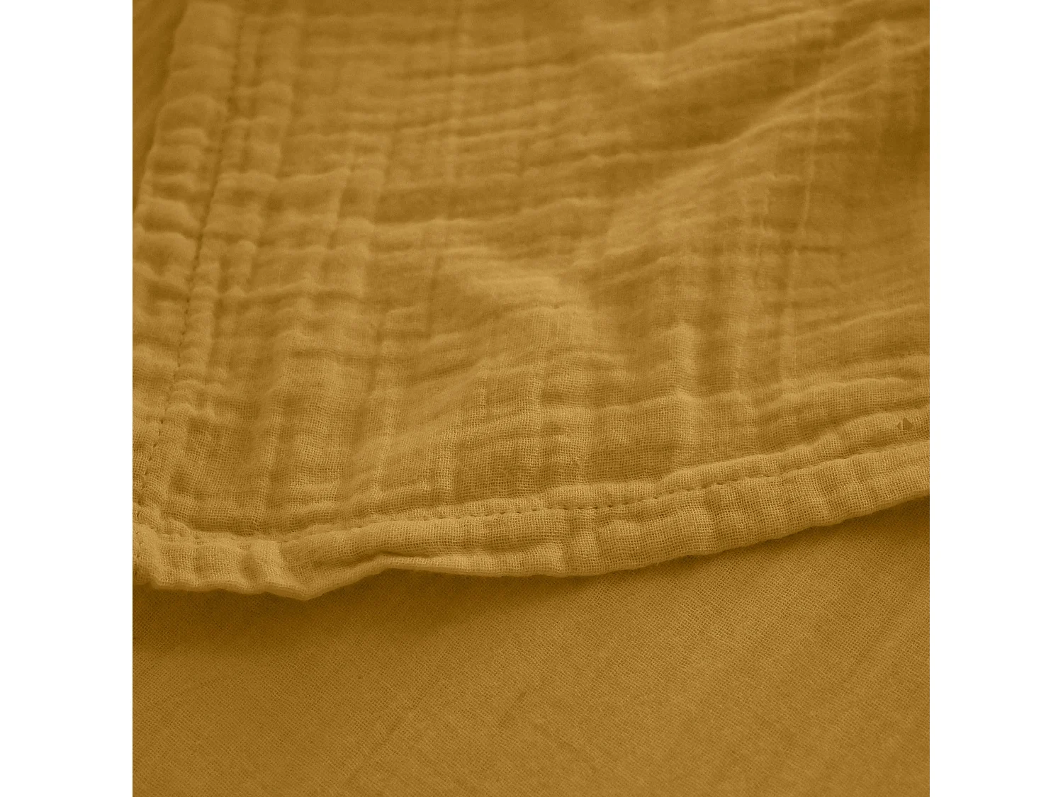 Drap plat 270x300 cm mousseline de coton MILOS jaune curry