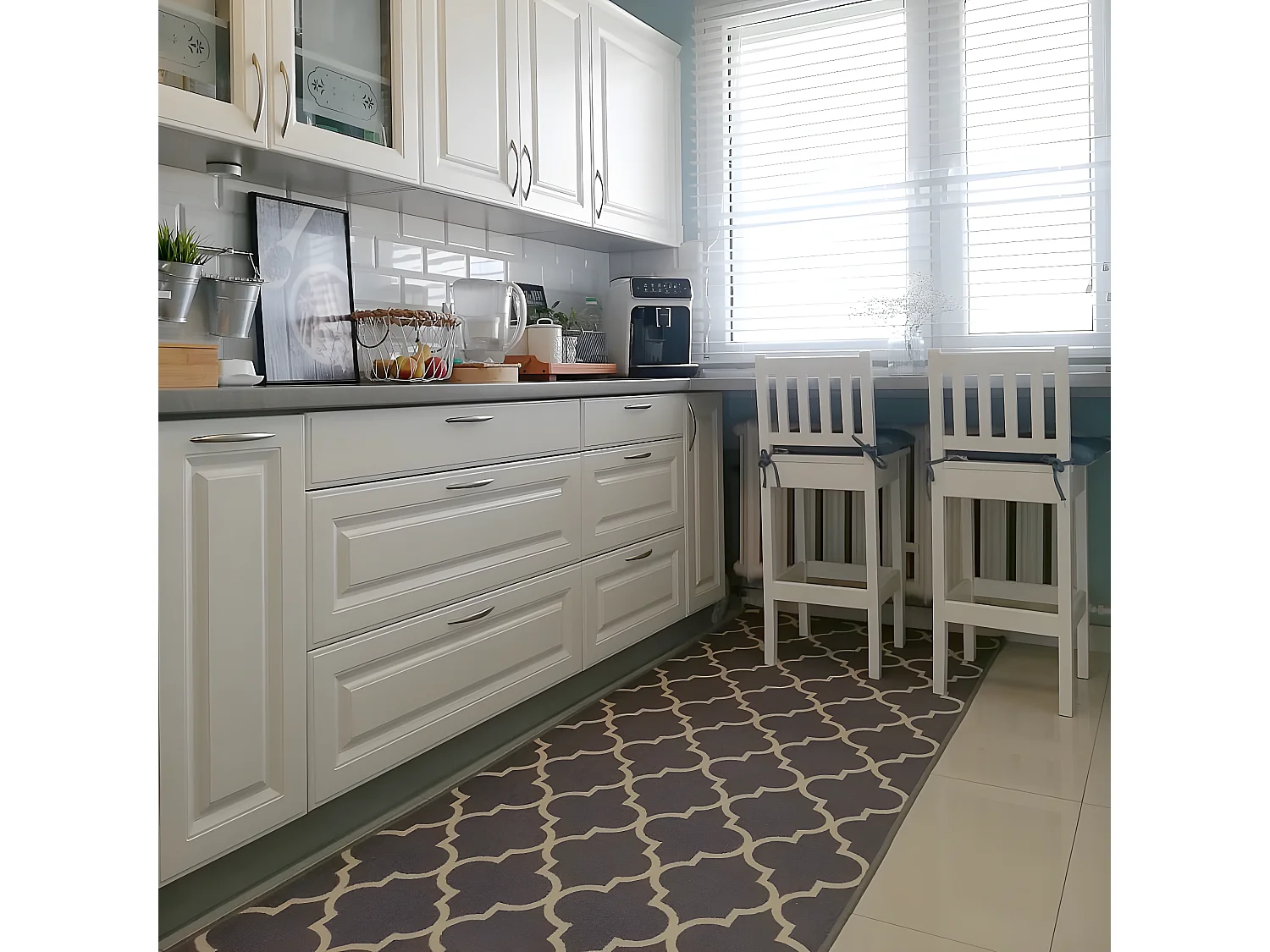 PASSADEIRA BASE ANTIDESLIZANTE TREVO MARROQUINO cinzento TRELLIS 30352 110x140 cm