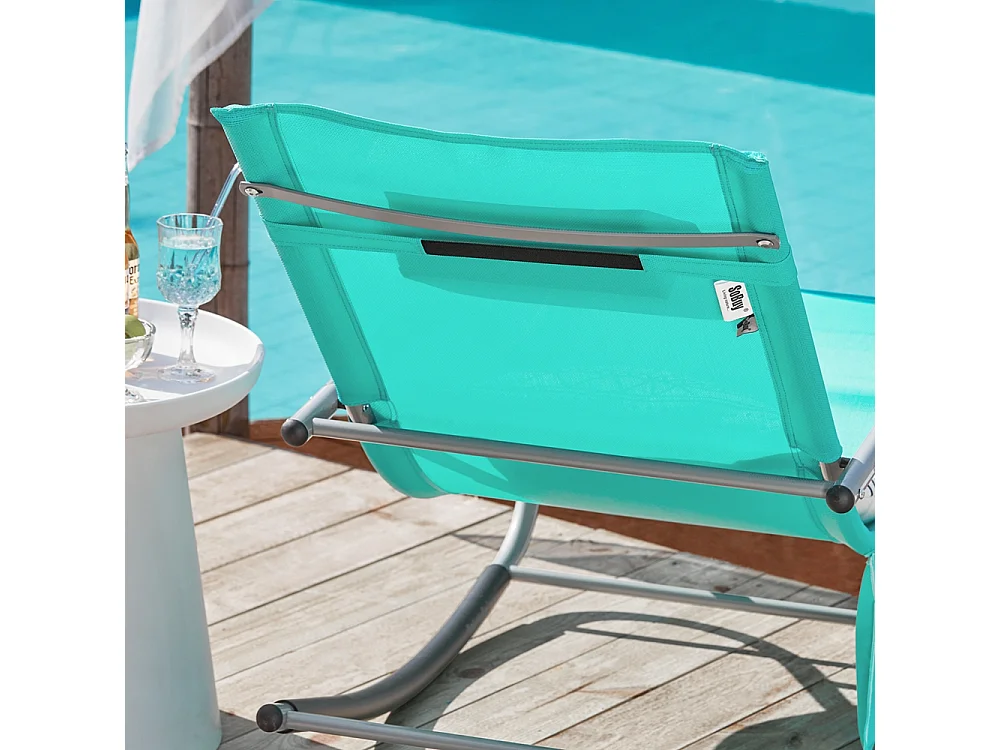 SoBuy Set van 2 ligstoelen, schommelstoelen met hoofdsteun, zijvak en voetsteun, tuinligstoelen, comfortabele schommelstoelen, OGS28-TBx2