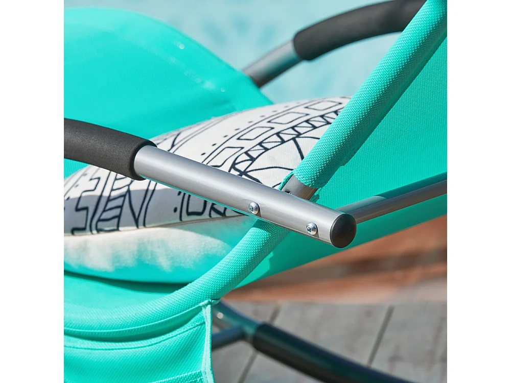 SoBuy Set van 2 ligstoelen, schommelstoelen met hoofdsteun, zijvak en voetsteun, tuinligstoelen, comfortabele schommelstoelen, OGS28-TBx2