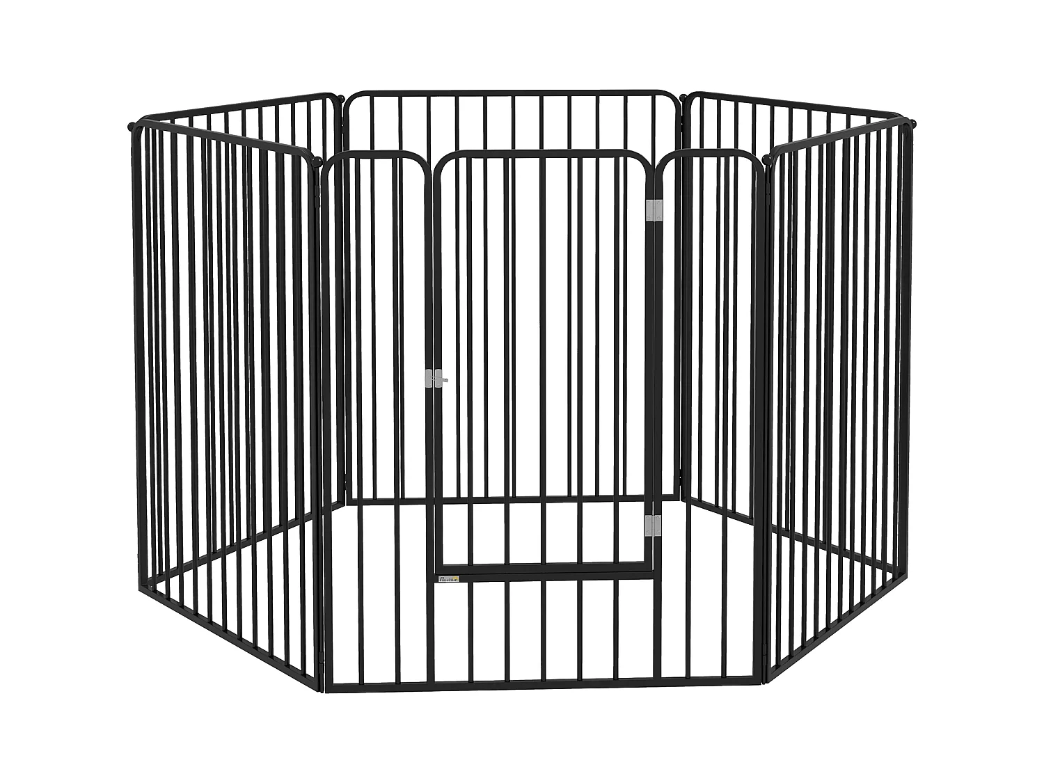 Parc enclos modulable pour chien 6 panneaux avec porte acier époxy noir