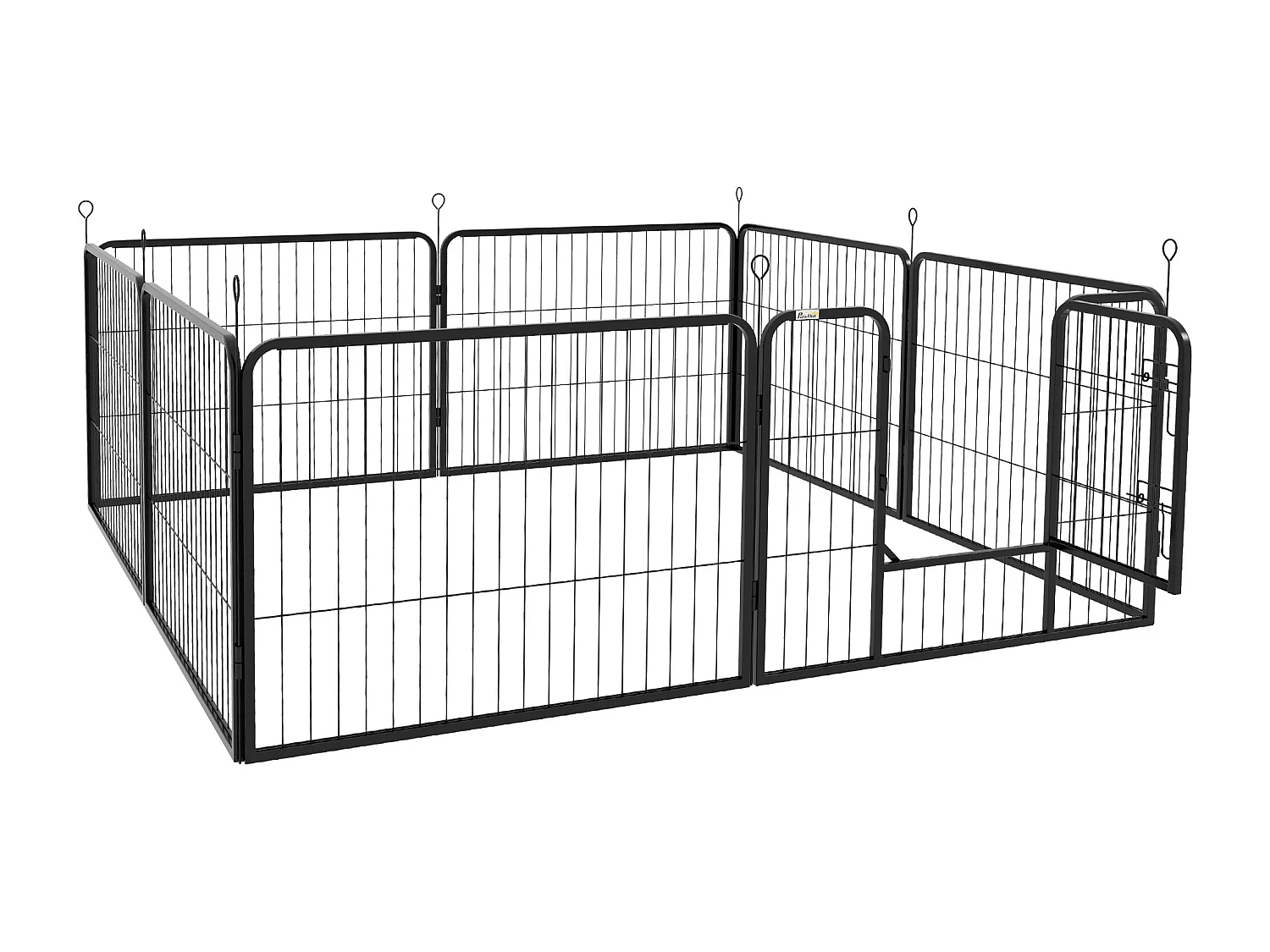 Luxe parc enclos modulable acier 8 panneaux dim. 80L x 60H cm - porte verrouillable - acier époxy noir