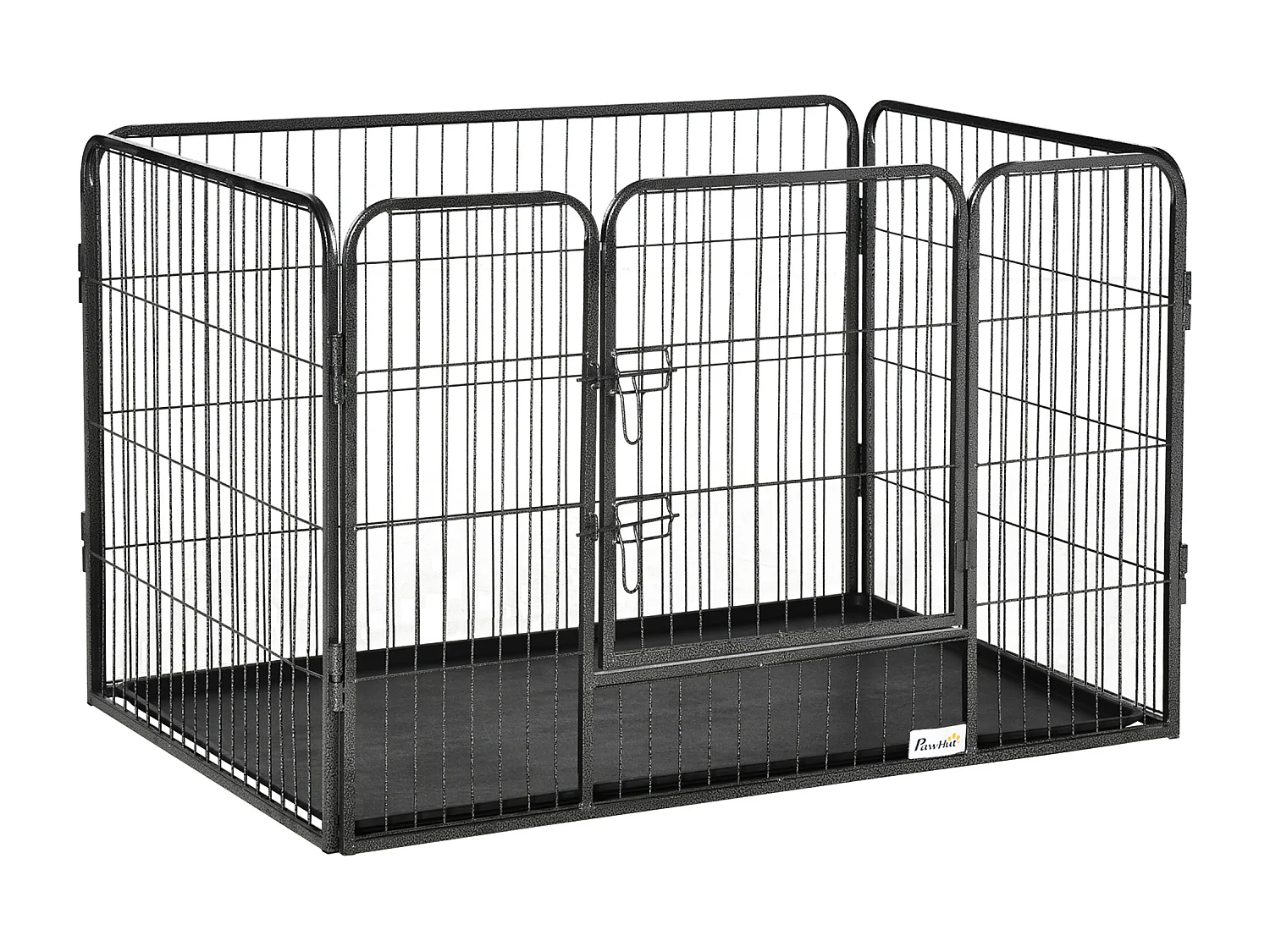 Cage chien démontable - enclos chien intérieur/extérieur - porte verrouillable, plateau - acier ABS gris noir