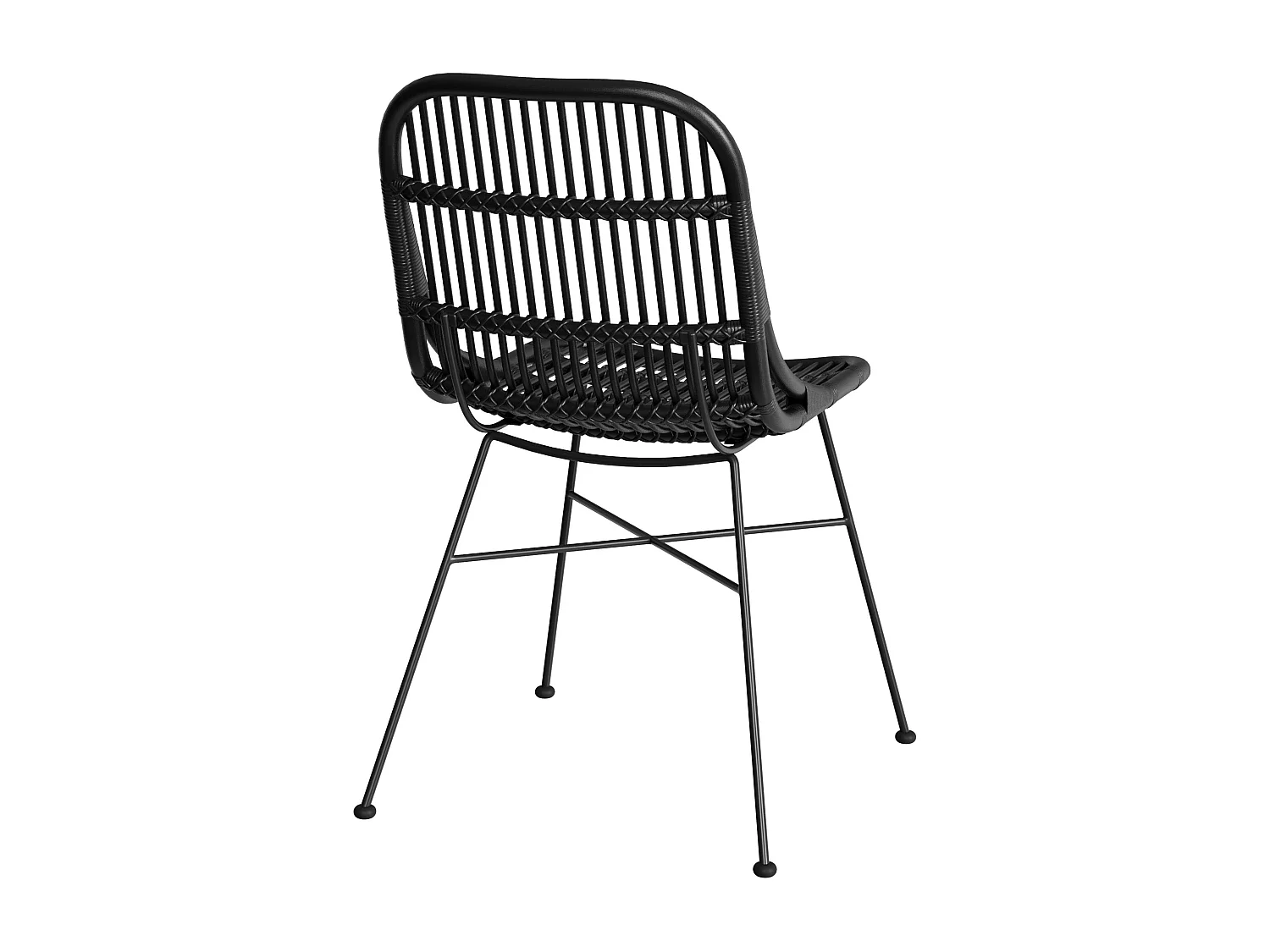 Set de 2 sillas en ratán con patas de metal negro - Moon