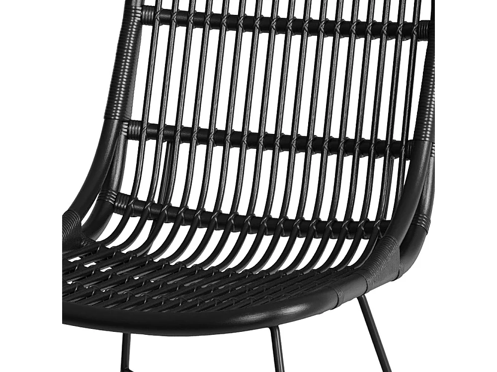 Set de 2 sillas en ratán con patas de metal negro - Moon