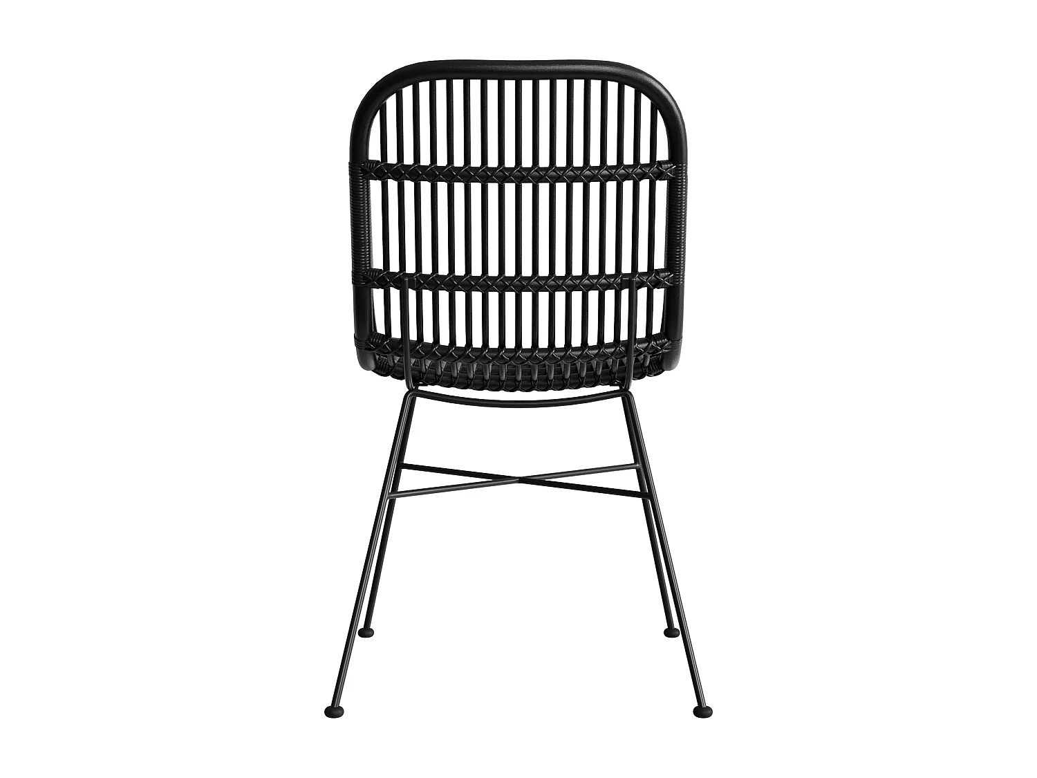 Set de 2 sillas en ratán con patas de metal negro - Moon