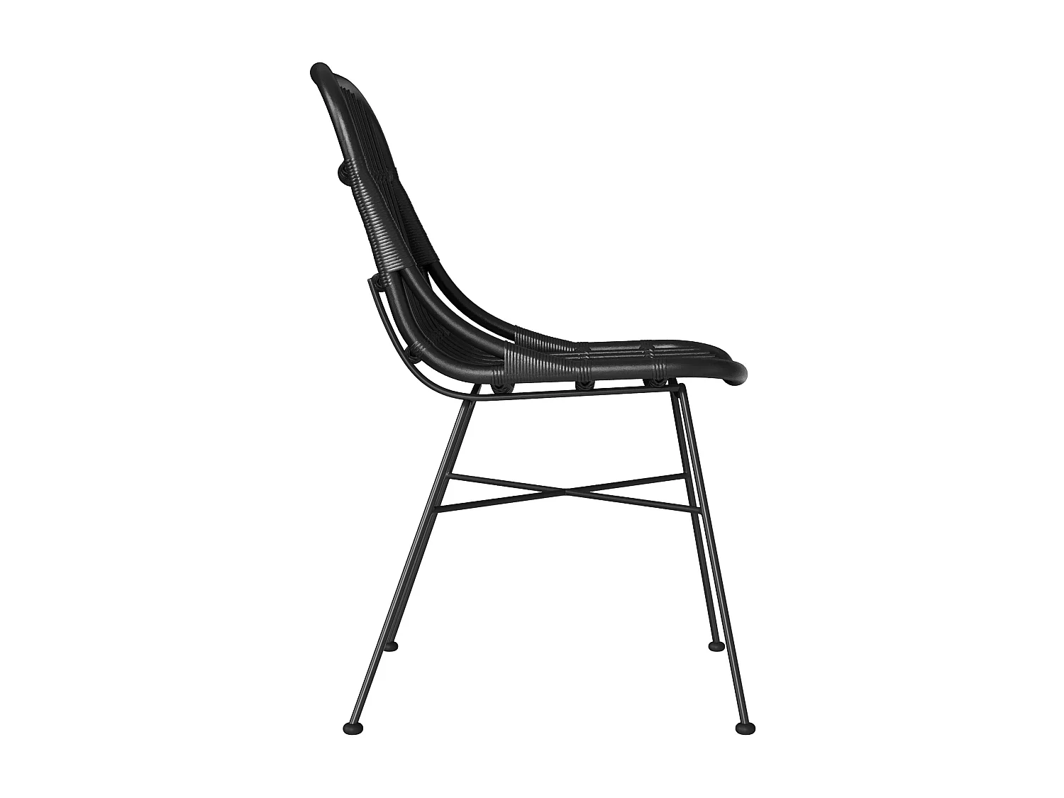 Set di 2 sedie in rattan con piedi in metallo nero - Moon