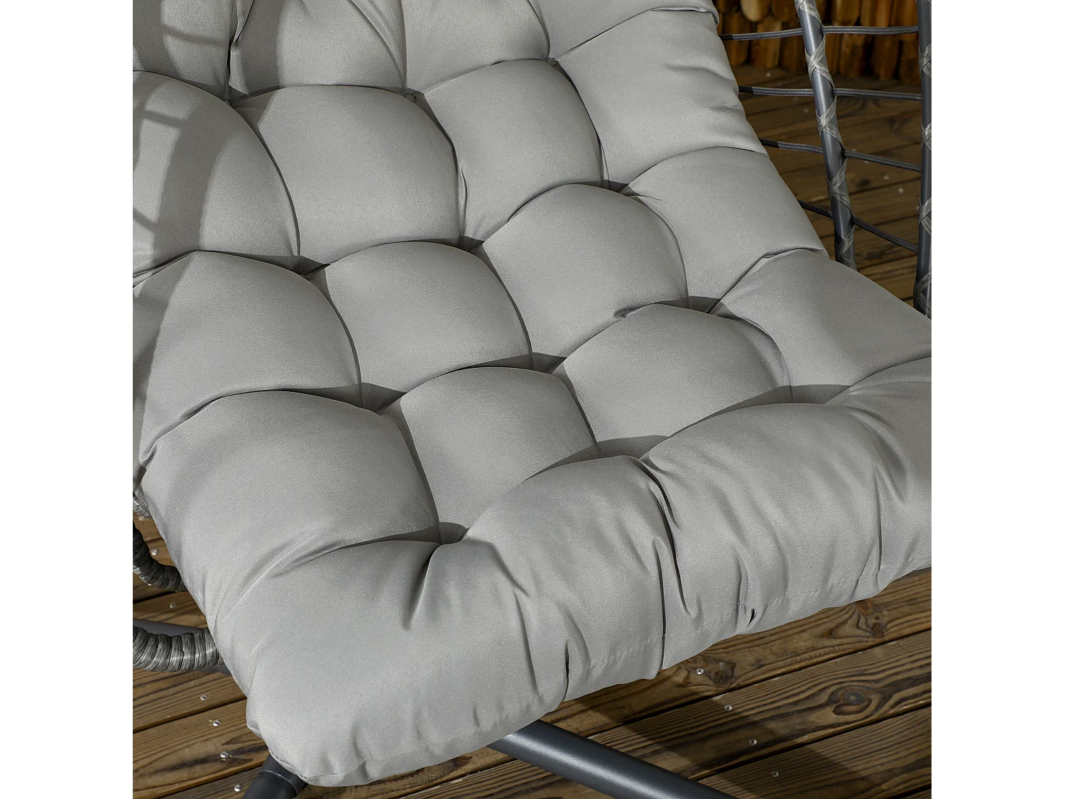 Fauteuil suspendu de jardin pliable avec matelas métal résine gris