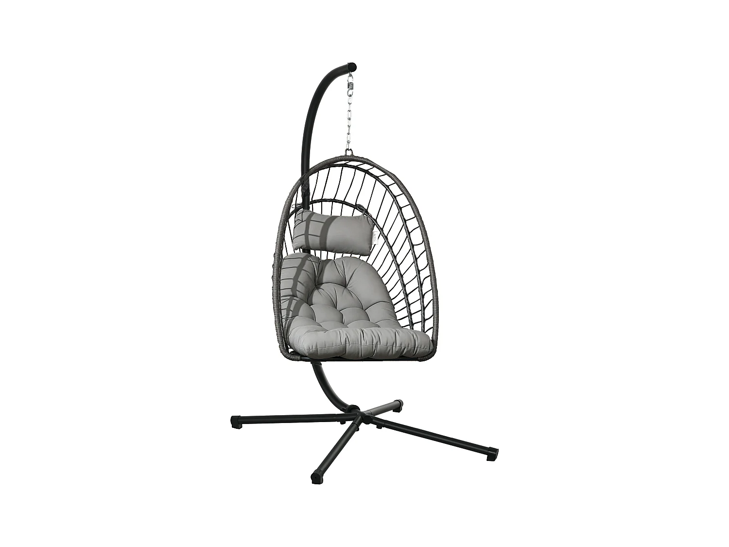 Fauteuil suspendu de jardin pliable avec matelas métal résine gris