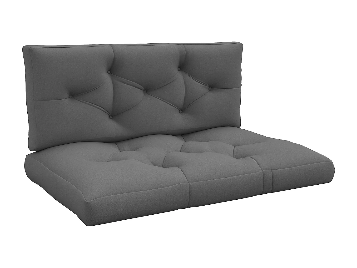 Lot de 2 coussins assises dossiers banc de jardin canapé dim. 120L x 80l x 12H cm polyester gris