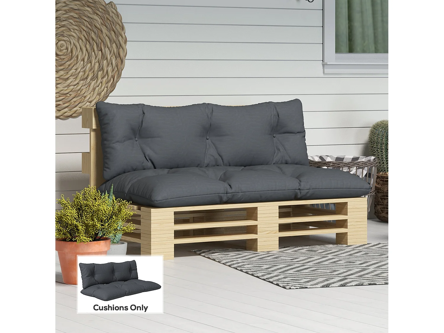 Ensemble de 2 coussins d'extérieur assise dossier canapé gris