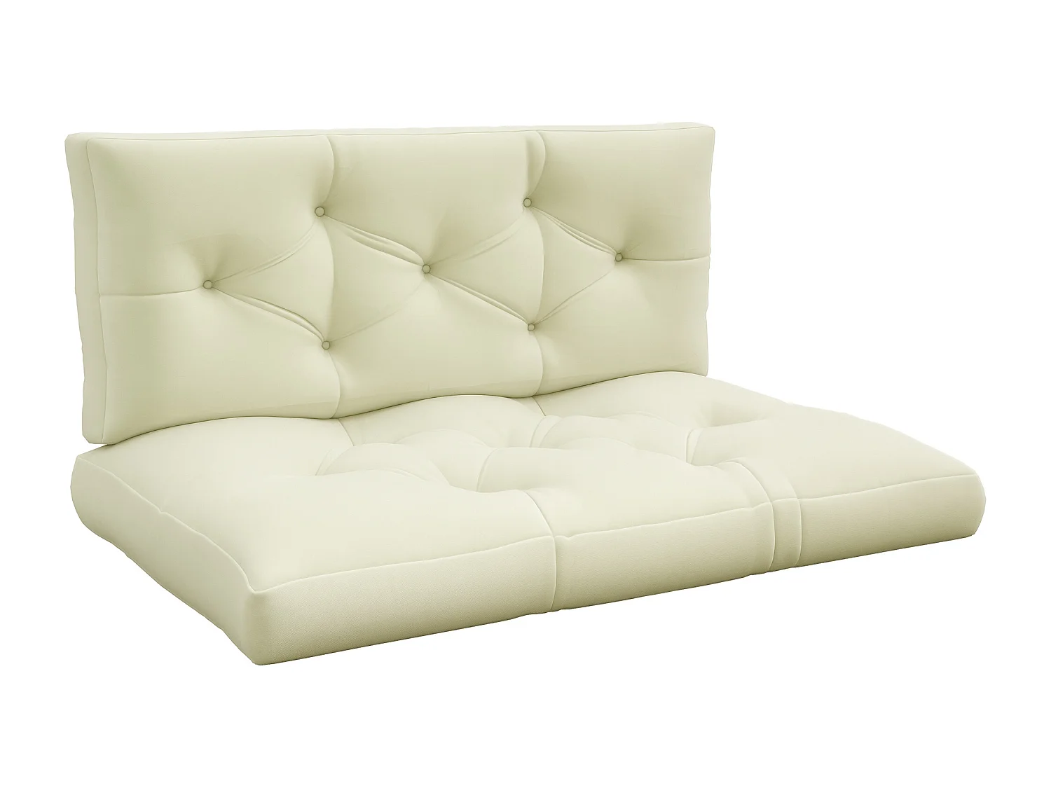 Lot de 2 coussins assises dossiers banc de jardin canapé dim. 120L x 80l x 12H cm polyester crème