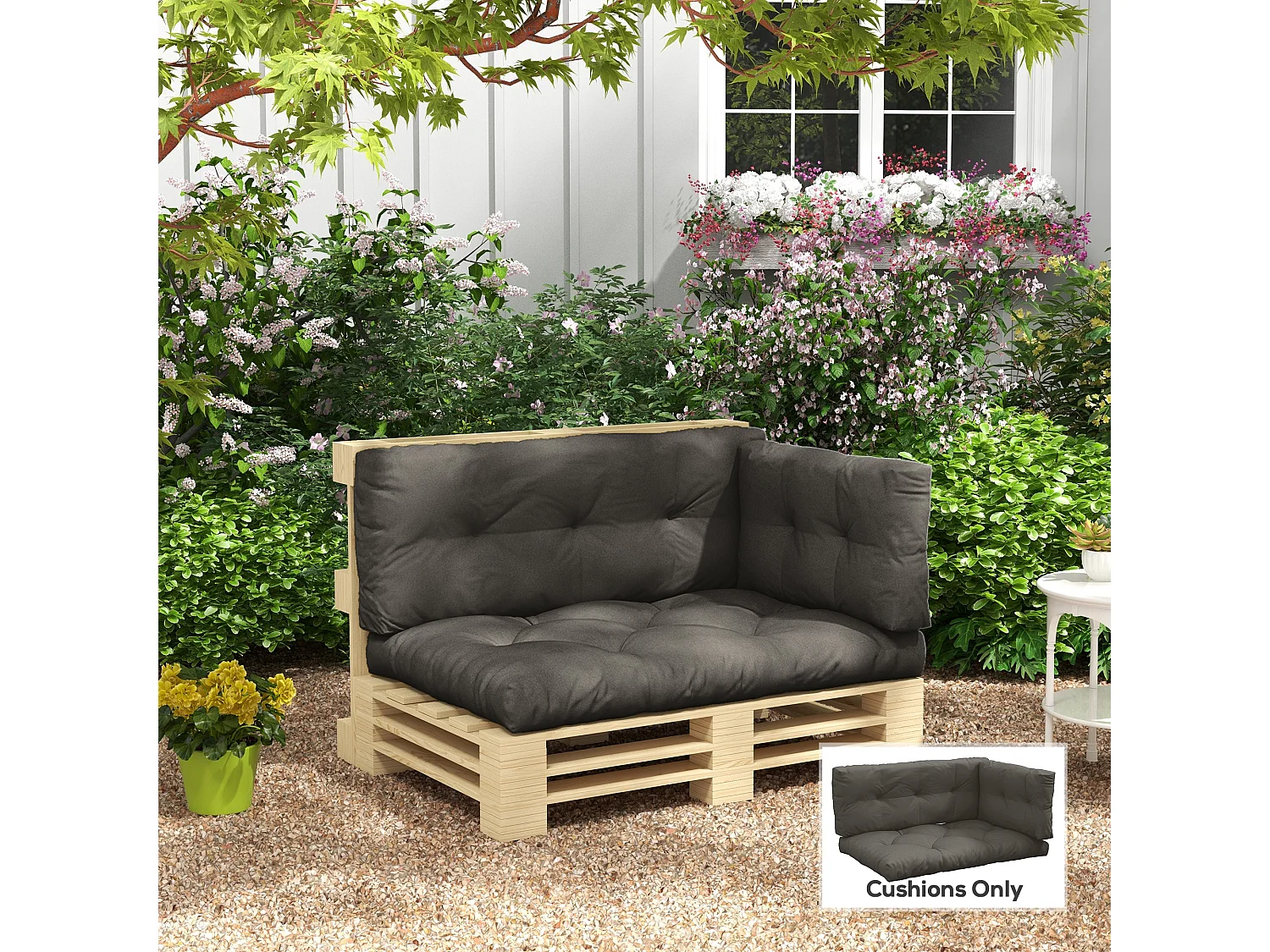 Ensemble de 3 coussins d'extérieur assise dossier latéral canapé gris