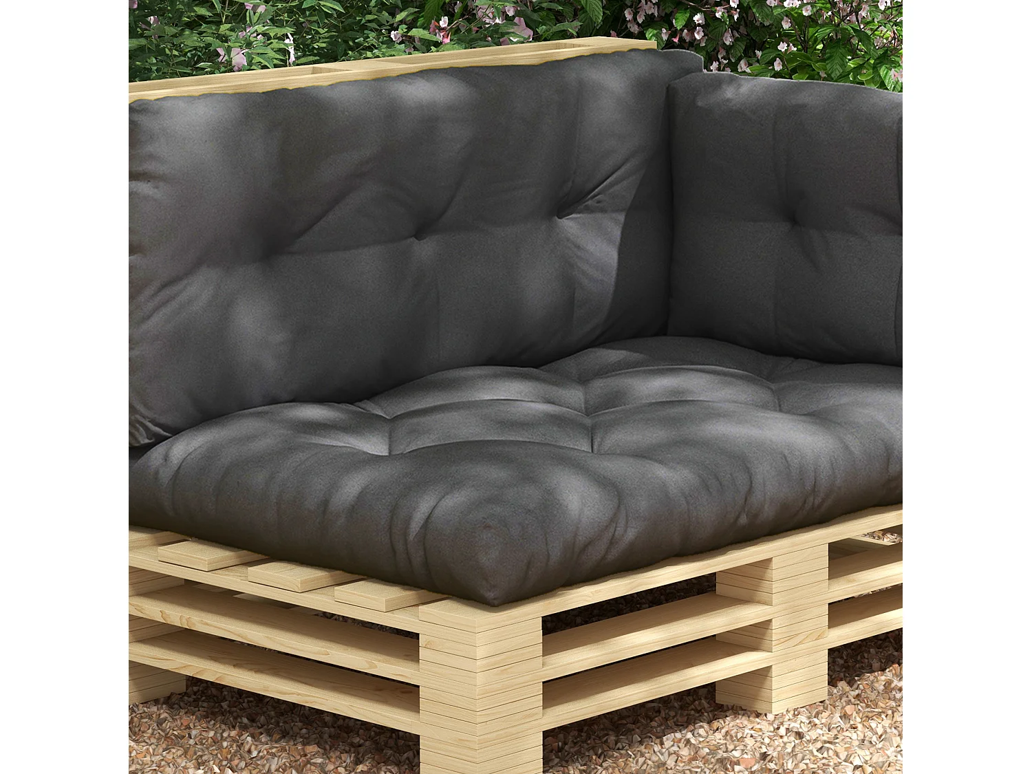 Ensemble de 3 coussins d'extérieur assise dossier latéral canapé gris