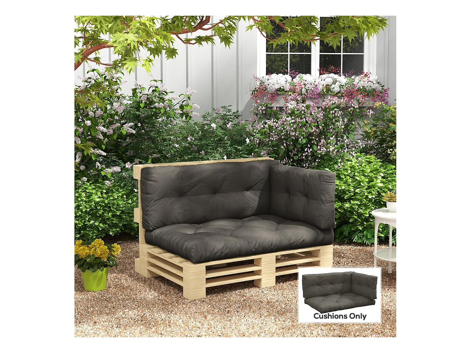 Ensemble de 3 coussins d'extérieur assise dossier latéral canapé gris
