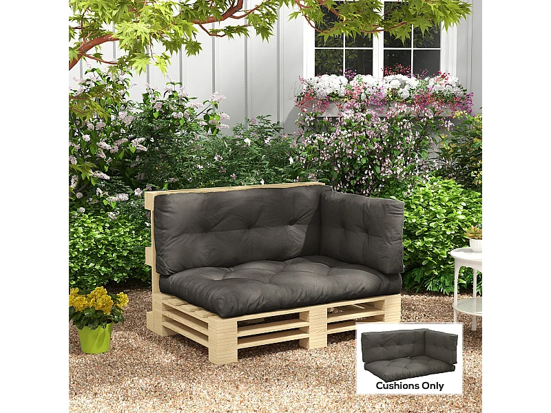 Ensemble de 3 coussins d'extérieur assise dossier latéral canapé gris