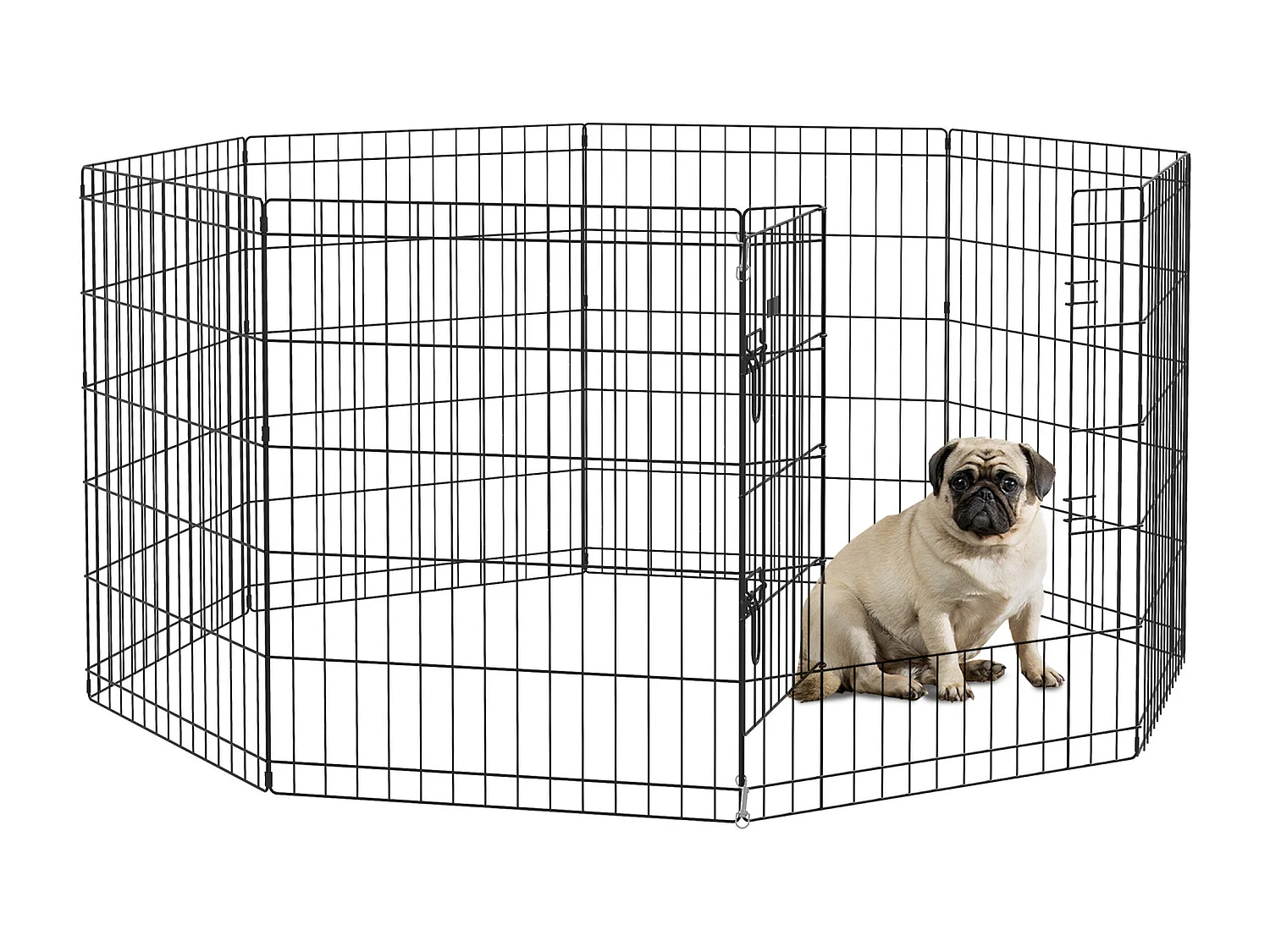 Parc enclos acier pour chien animaux 1 porte 8 panneaux 76L x 61l cm noir