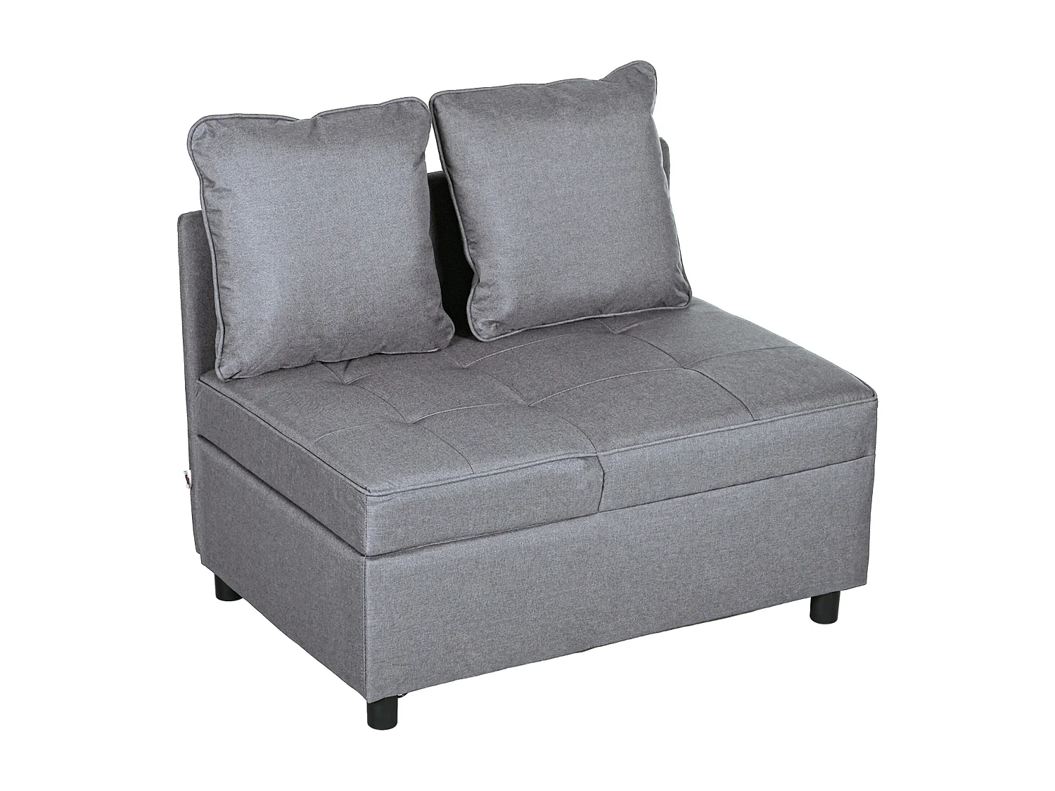 Canapé-lit canapé convertible dossier inclinable 2 coussins fournis assise effet capitonné tissu gris
