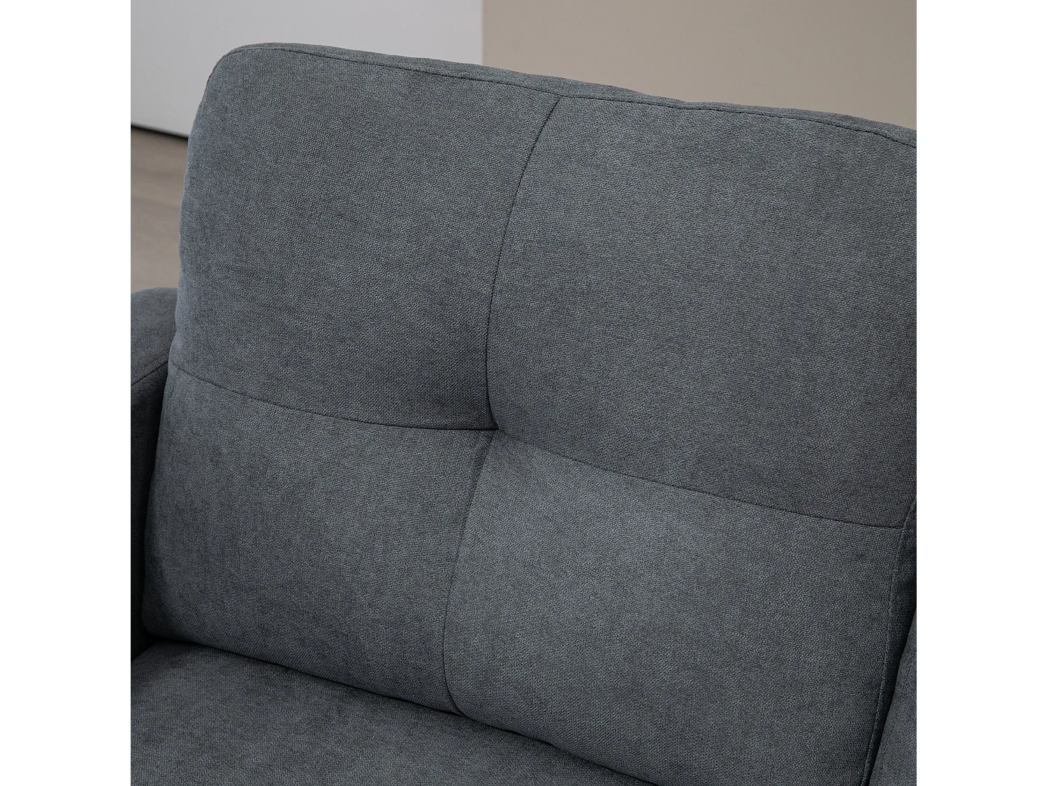 Canapé d'angle 3 places méridienne réversible garnissage mousse haute densité tissu aspect lin gris