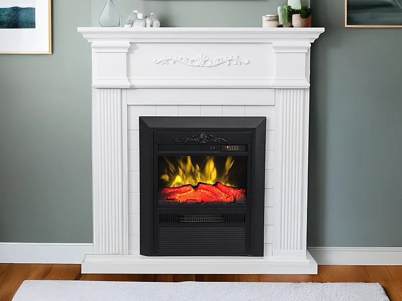 Lareira eléctrica de chão - Com cornija - C98 x P26 x A100,8 cm - Branco - OTEMANU