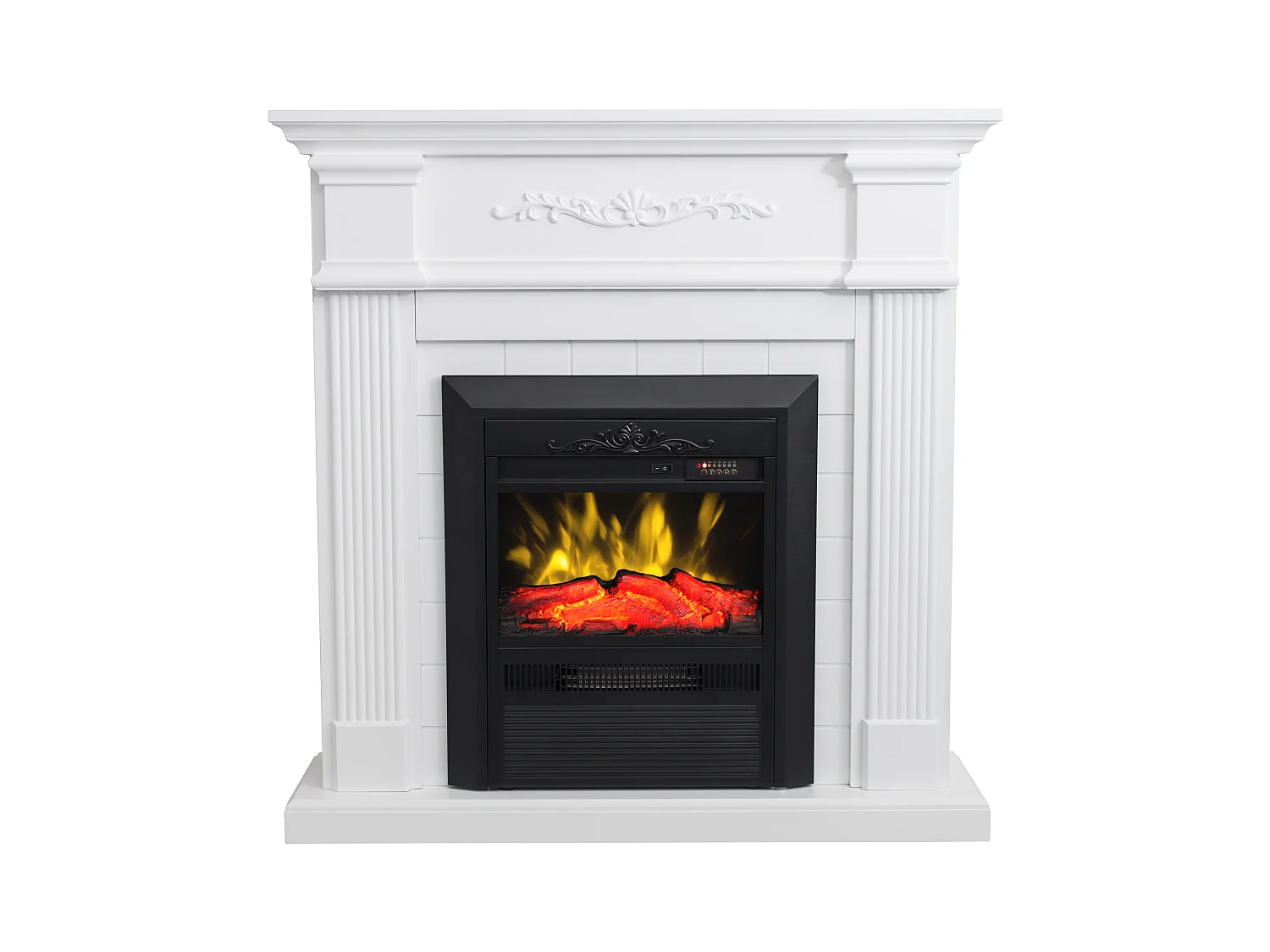 Lareira eléctrica de chão - Com cornija - C98 x P26 x A100,8 cm - Branco - OTEMANU