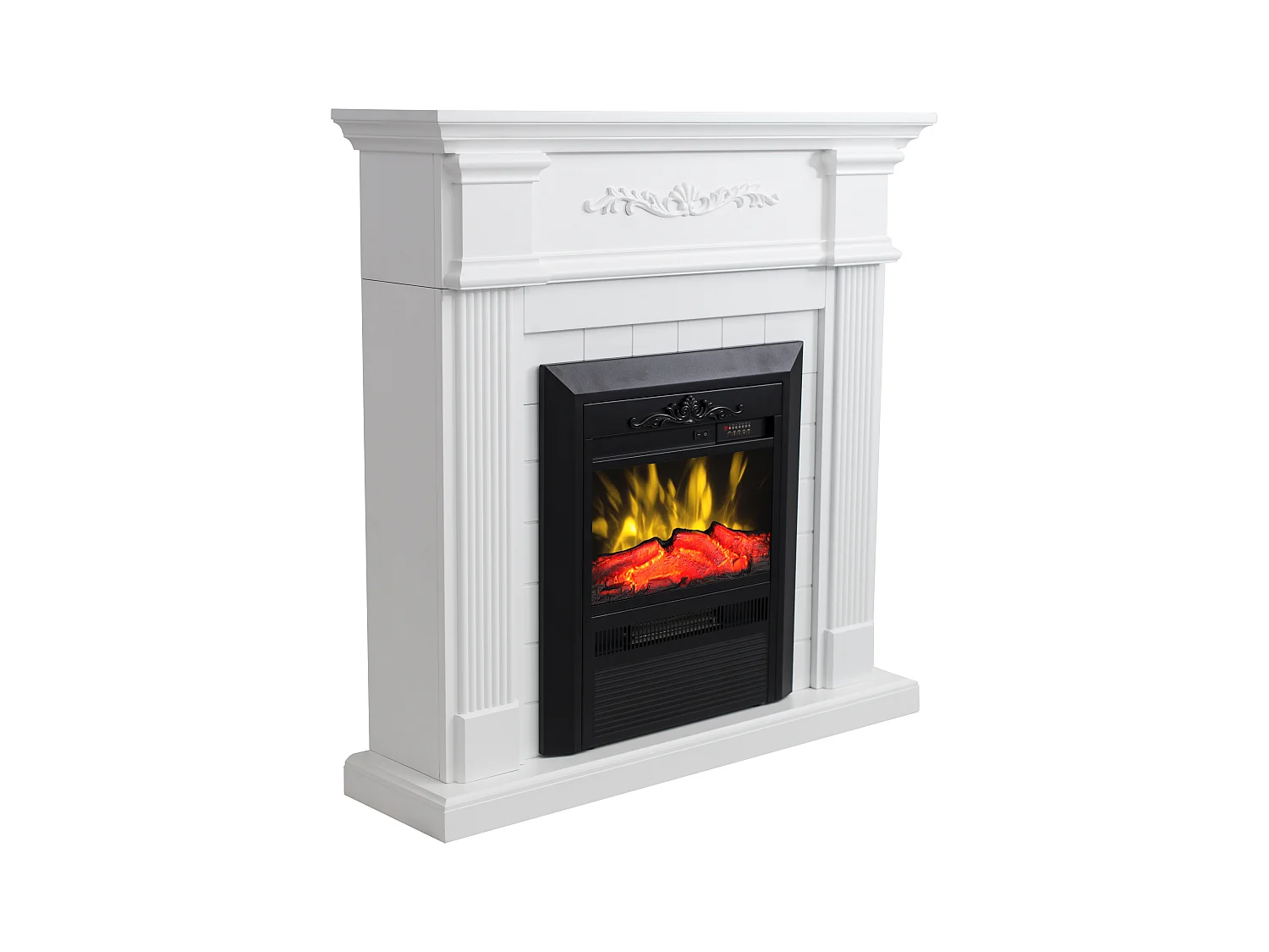 Lareira eléctrica de chão - Com cornija - C98 x P26 x A100,8 cm - Branco - OTEMANU