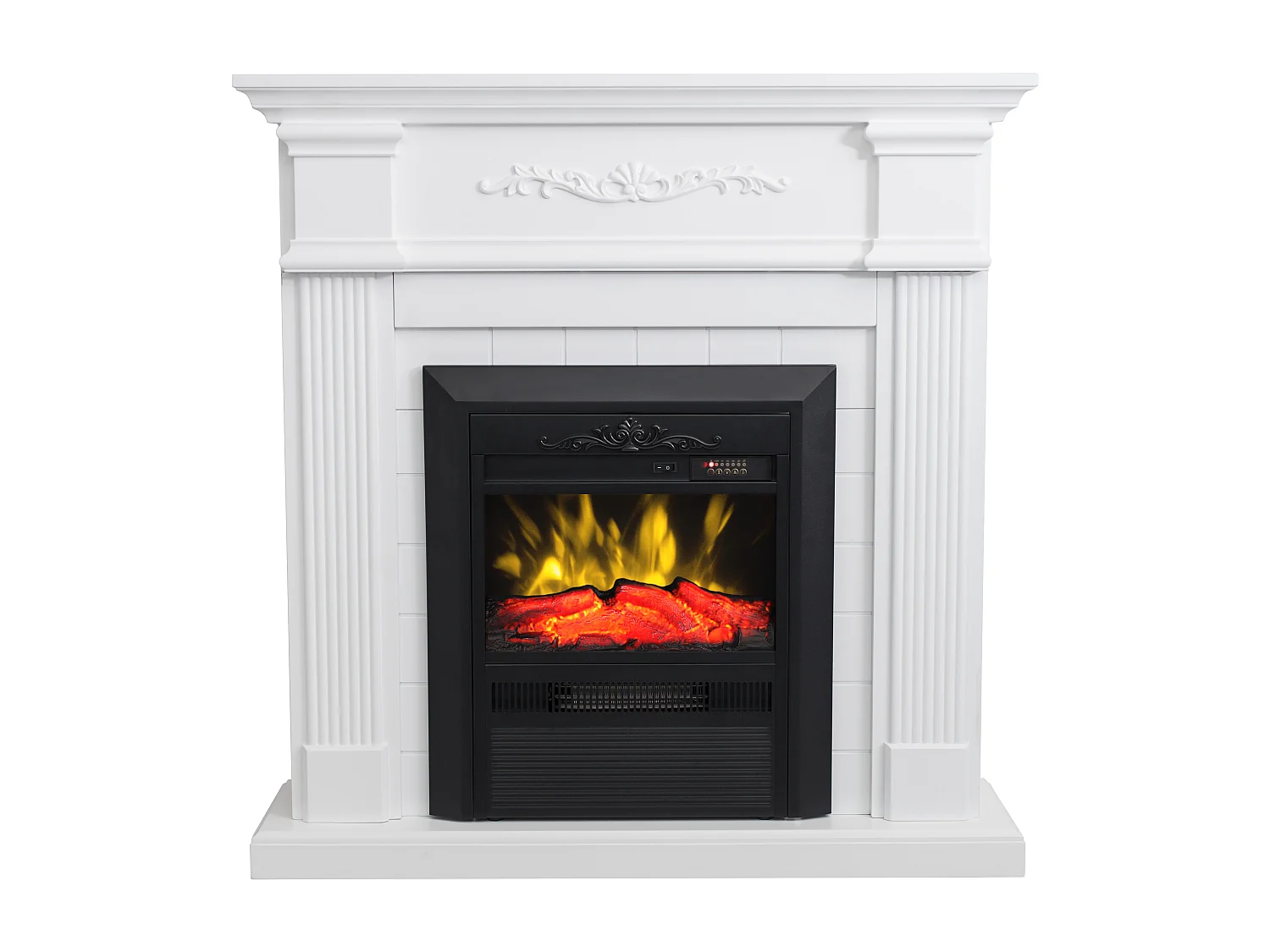 Elektrokamin zum Aufstellen - mit Mantel - L98 x T26 x H100,8 cm - Weiß - OTEMANU