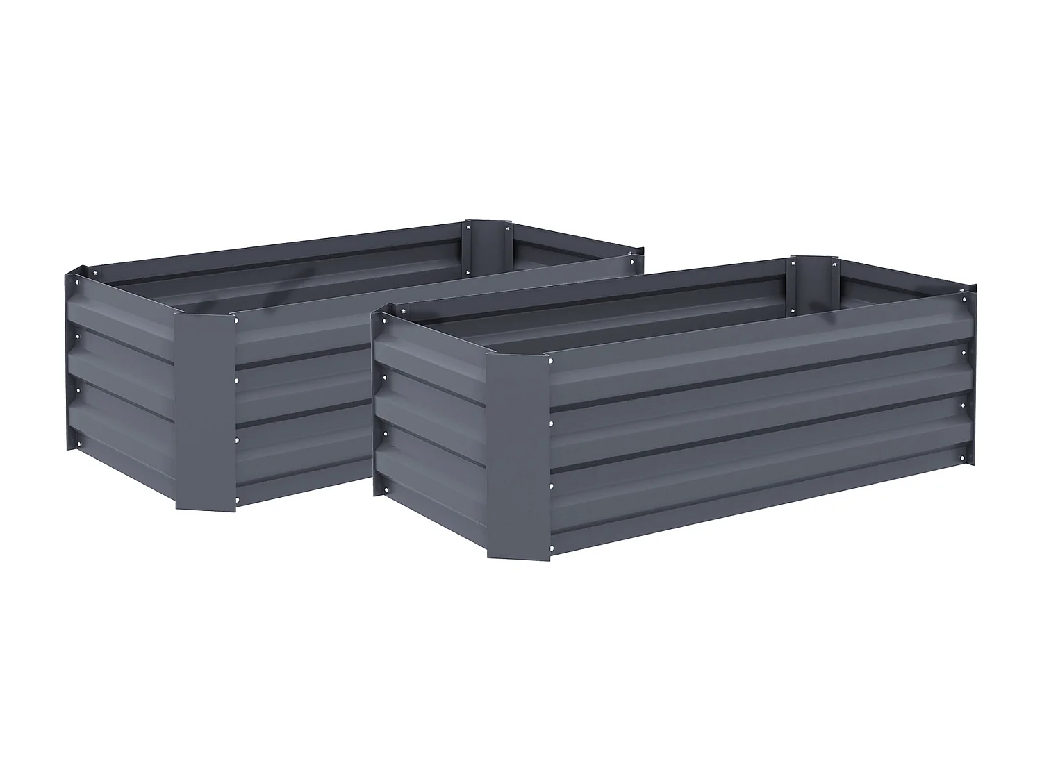 Lot de 2 carrés potager de jardin dim. 100L x 50l x 30H cm tôle d'acier ondulée gris